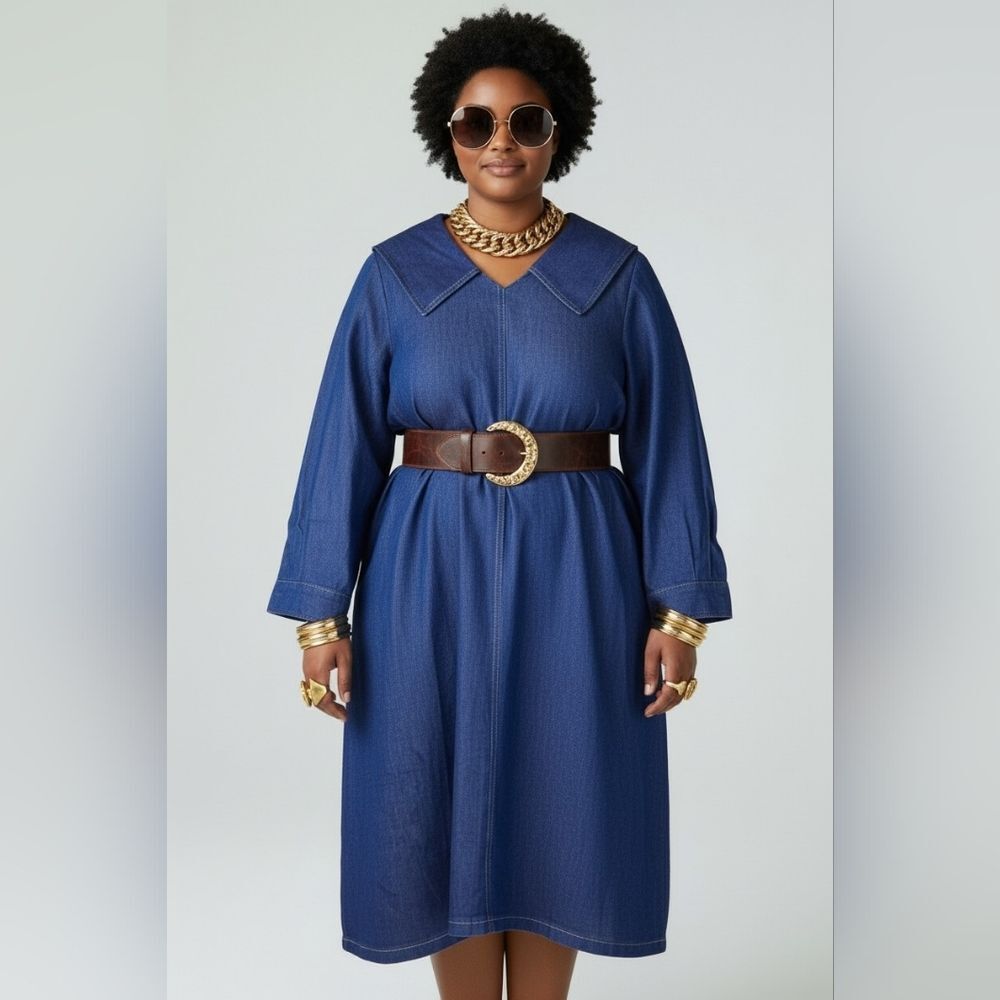 Vintage Heavyweight Deep Blue Denim Dress